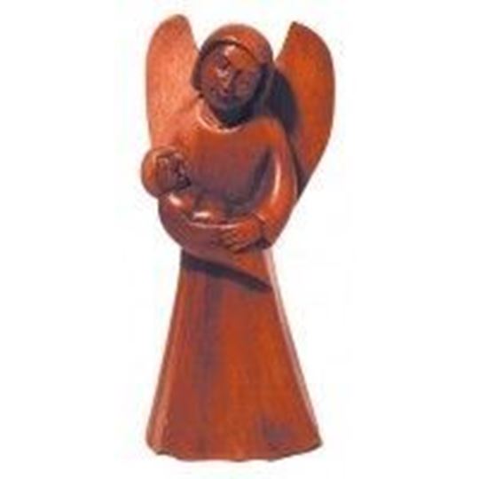 Bild von Engel mit Baby Holz braun 8x18cm