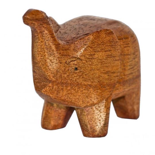 Image sur Elefant stehend Naturholz 6x6cm