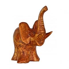 Image de Elefant stehend trötend Naturholz 7x8cm