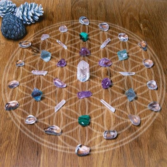 Bild von Crystal Grid Steineset - Tiefe Heilung