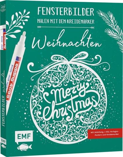 Image sur Vorlagenmappe Fensterbilder malen mit dem Kreidemarker – Weihnachten – Merry Chr