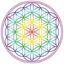 Bild von Aufkleber Set 4 x 4.5 cm Blume des Lebens Regenbogen-Chakra transparent