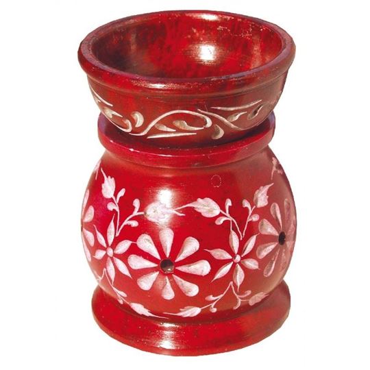 Immagine di Aromalampe Blume Speckstein rot 6 cm x 9 cm