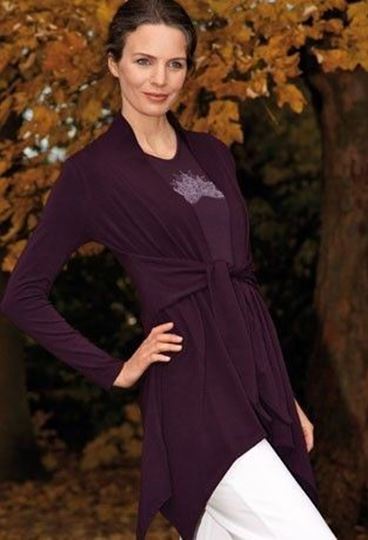 Bild von Long-Cardigan-Jacke, Aubergine