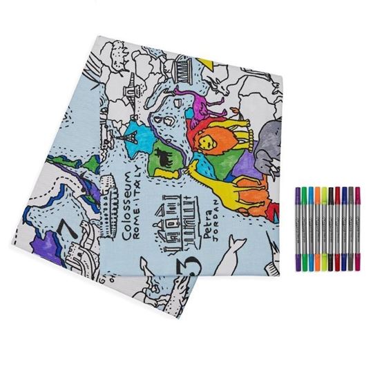 Picture of world map tablecloth, 130x85 cm