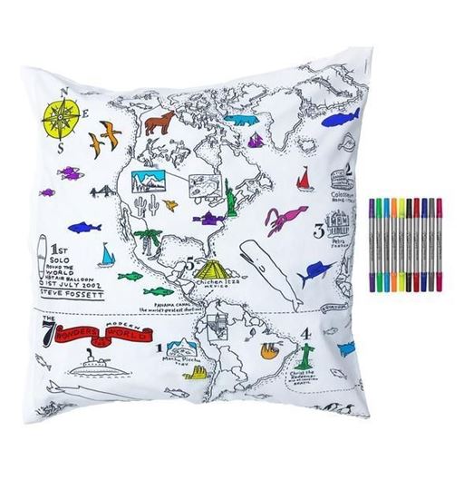 Image sur world map pillowcase 65x65cm