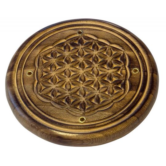 Bild von Räucherstäbchenhalter Blume des Lebens Holz rund 10cm