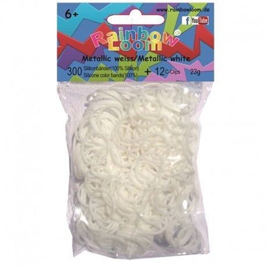 Bild von Rainbow Loom® Silikonbänder metallic weiss