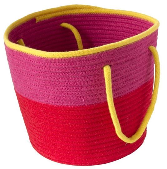 Image sur Rope Baskets Fuchsia/Red Combi with Yellow Finish(Small 25x21cm. & Large 30x25 c