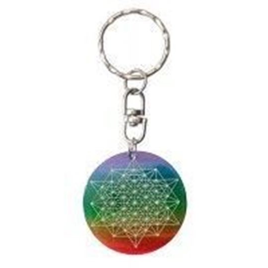 Bild von Schlüsselanhänger Stern Tetraeder Muschel rainbow 3,5cm