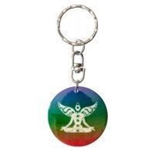 Image sur Schlüsselanhänger Chakra Buddha Muschel rainbow 3,5cm
