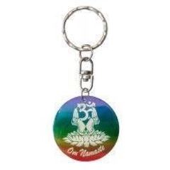 Bild von Schlüsselanhänger Om Namaste Muschel rainbow 3,5cm