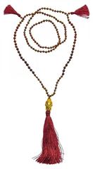 Image de Buddha Mala maroon mit Glasperlen, Lavasteinen und Rudraksha 58cm