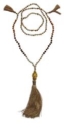 Immagine di Buddha Mala grau mit Glasperlen, Lavasteinen und Rudraksha 58cm