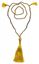 Bild von Buddha Mala gold mit Glasperlen, Lavasteinen und Rudraksha 58cm