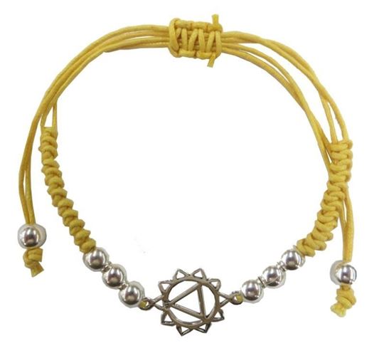 Bild von Armband Manipuram Chakra gelb 1,4cm Silber 925 mit verstellbarem Baumwollband
