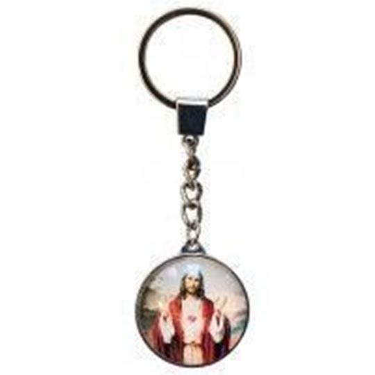 Image sur Schlüsselanhänger Jesus Glas bunt 3cm