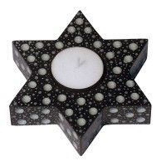 Bild von Teelicht Stern Speckstein schwarz 11x11cm