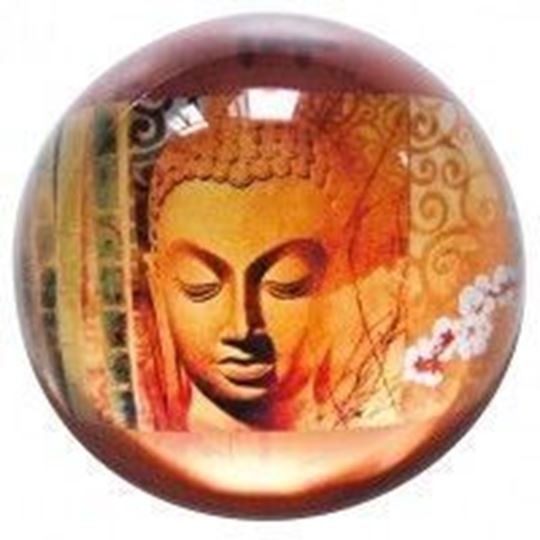 Image sur Glas-Halbkugel Buddha Glas orange 10cm