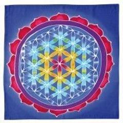 Bild von Wandbehang Blume des Lebens Rayon blau 50x50cm