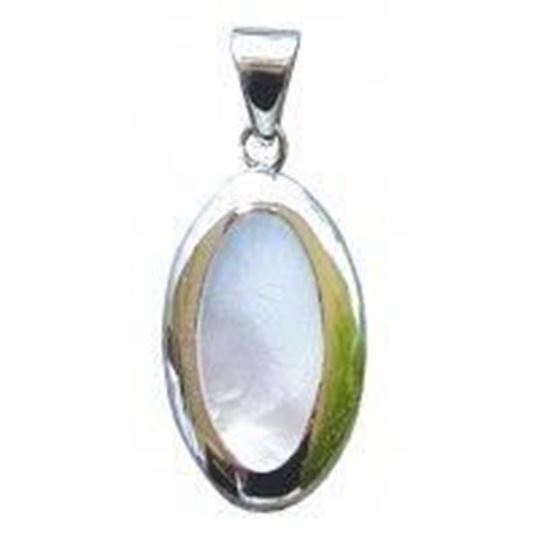 Image sur Anhänger Perlmutt Oval 2,5cm Silber 925