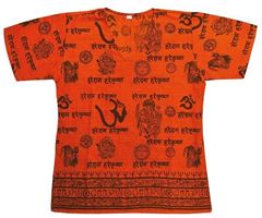 Bild von T-Shirt Hare Rama V-Schnitt Baumwolle orange