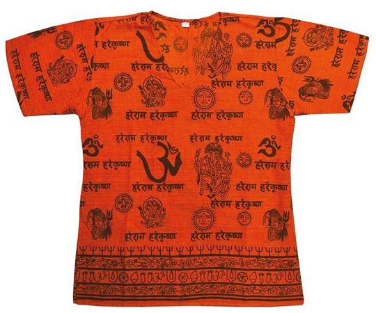 Picture of T-Shirt Hare Rama V-Schnitt Baumwolle orange