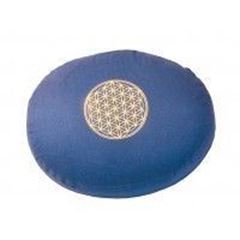 Picture of Meditationskissen Blau mit Inlet Blume des Lebens in Gold