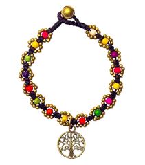Bild von Armband Flower mit Baum des Lebens bunt, Messing Perlen, 20cm