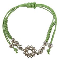 Immagine di Armband Anahatam Chakra grün 1,4cm Silber 925 mit verstellbarem Baumwollband
