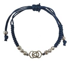 Immagine di Armband Ajna Chakra blau 1,4cm Silber 925 mit verstellbarem Baumwollband