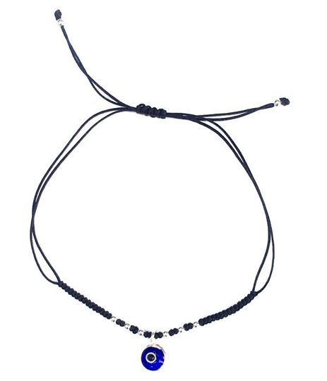 Bild von Armband Nazar Ø ca. 0.7cm Silber 925 mit verstellbarem Baumwollband Ø bis ca. 8c
