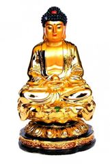 Immagine di Gautama Buddha Resin goldglänzend 6,5x11,5cm