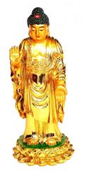 Bild von Gautama Buddha stehend Resin goldglänzend  5x10cm