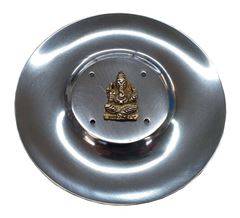 Image de Räucherstäbchenhalter Ganesha Messingrelief auf Metall rund 10cm