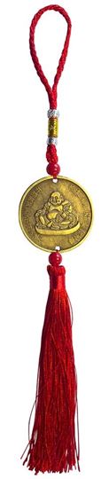 Image sur Chines. Glücksmünze gebunden, lachender Buddha 5,5x33cm