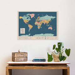 Image de Miss Wood Poster Map - World - 100 x 70 Navy