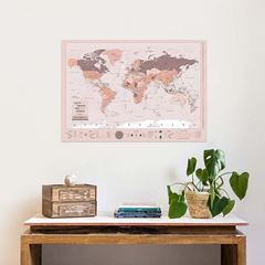 Picture of Miss Wood Poster Map - World - 100 x 70 Flamingo Pink