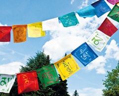 Immagine di Tibetische Gebetsfahnen Om Mani Padme Hum, 80 cm lang