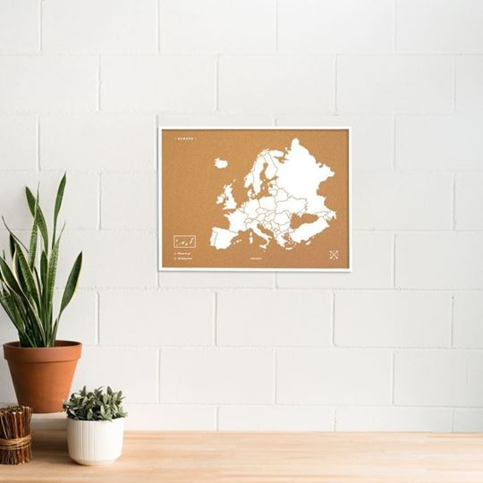 Bild von Woody Map - Europe - L - White - Frame White