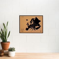 Image de Woody Map - Europe - L - Black - Frame Black