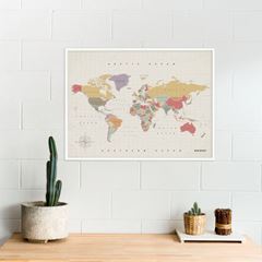 Immagine di Woody Map - Watercolor - XL - Tropical - White Frame