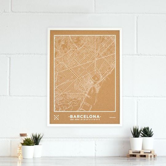 Image sur Woody Map Ciudades - Barcelona - L - White - White Frame