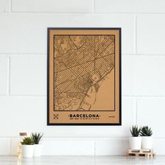 Picture of Woody Map Ciudades - Barcelona - L - Black - Black Frame