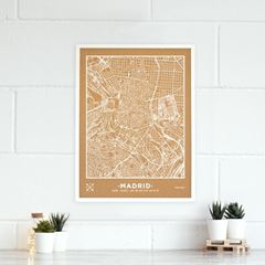 Picture of Woody Map Ciudades - Madrid - L - White - White Frame