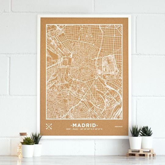 Image sur Woody Map Ciudades - Madrid - XL - White - White Frame
