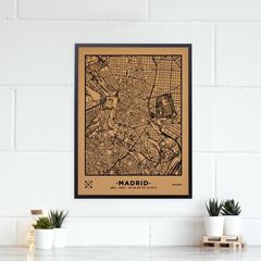 Picture of Woody Map Ciudades - Madrid - L - Black - Black Frame