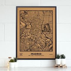 Picture of Woody Map Ciudades - Madrid - XL - Black - Black Frame