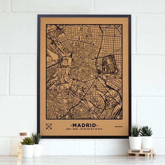 Image sur Woody Map Ciudades - Madrid - XL - Black - Black Frame
