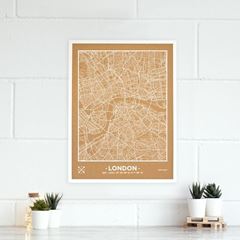 Picture of Woody Map Ciudades - Londres - L- White - White Frame